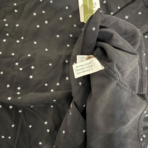 Marine Layer Starry Print Relaxed Fit Long Sleeve Shirt Black Large button down - Picture 9 of 16